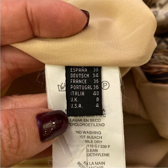 Javier Simorra Barcelona Brown and Tan Feather Print Dress, US4 - Picture 9 of 10